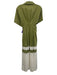 Exquise Size S Olive Green & White Cotton & Polyester Color Block Collar Dress Olive Green & White / S
