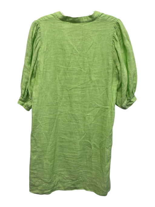 Lilly Pulitzer Size s / 4 Lime Green Linen Short Puff Sleeve V Neck Mini Dress Lime Green / s / 4