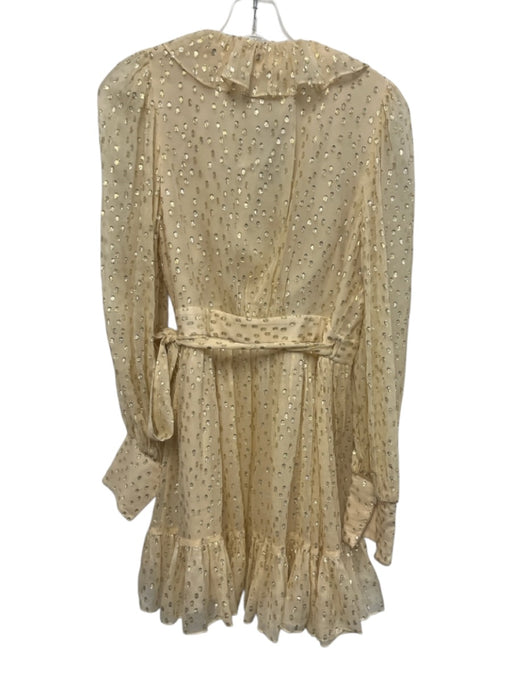 Zimmermann Size 1 Cream Beige Silk & Viscose Metallic Thread Dot Pattern Dress Cream Beige / 1