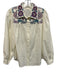 Roller Rabbit Size S Cream White & Multi Cotton Long Sleeve Smocked Cuff Top Cream White & Multi / S