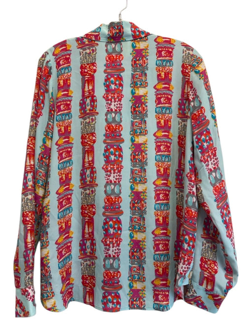 Emily McCarthy Size S Blue, Red & Multi Abstract Bead Print Button Down Pant Set Blue, Red & Multi / S