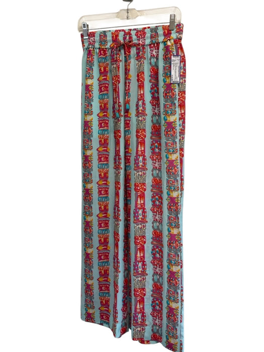 Emily McCarthy Size S Blue, Red & Multi Abstract Bead Print Button Down Pant Set Blue, Red & Multi / S
