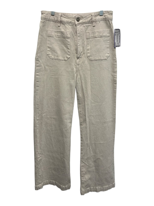Rolla's Size 29 Beige White Denim High Waist Wide Leg Patch Pocket Jeans Beige White / 29