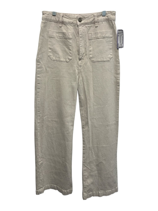 Rolla's Size 29 Beige White Denim High Waist Wide Leg Patch Pocket Jeans Beige White / 29