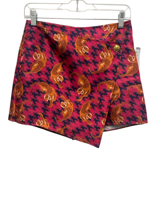 Alden Adair Size S Pink, Navy & Orange Houndstooth Tigers Skort Mini Skirt Pink, Navy & Orange / S
