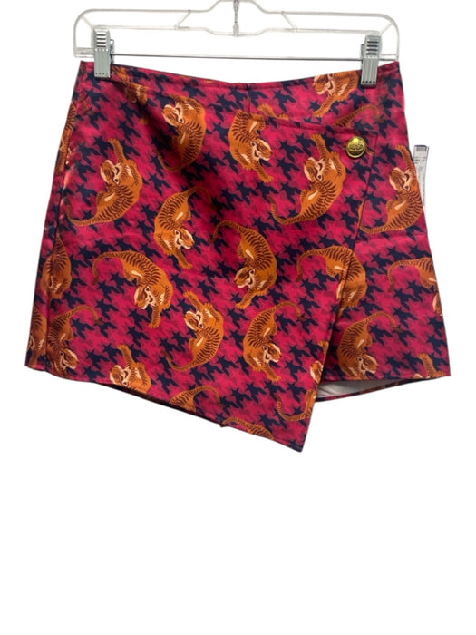 Alden Adair Size S Pink, Navy & Orange Houndstooth Tigers Skort Mini Skirt Pink, Navy & Orange / S
