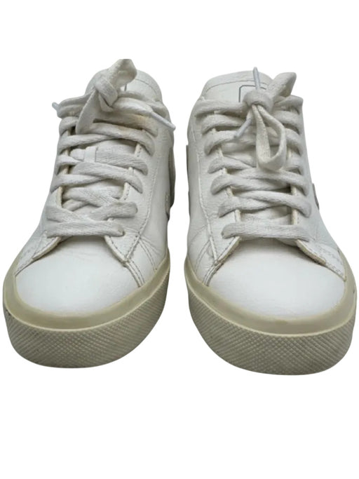 Veja Shoe Size 6 White & Beige Leather Suede Low Top Lace Up Sneakers White & Beige / 6