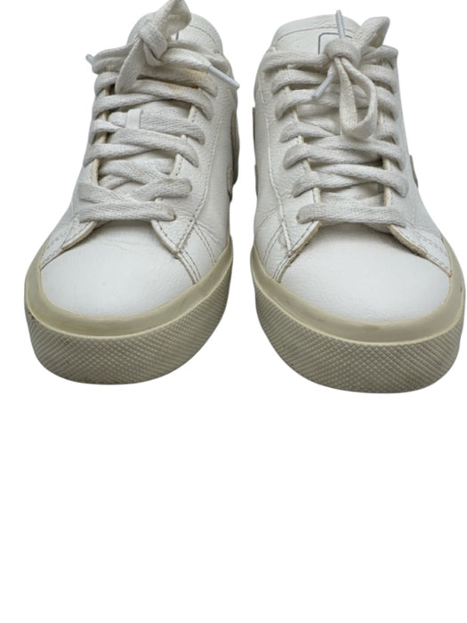 Veja Shoe Size 6 White & Beige Leather Suede Low Top Lace Up Sneakers White & Beige / 6