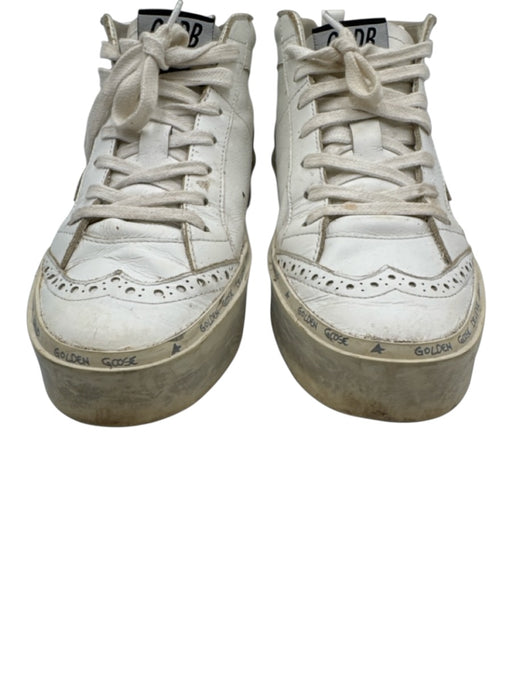 Golden Goose Shoe Size 37 White Leather Mid Top Wing Tip Platform Star Sneakers White / 37