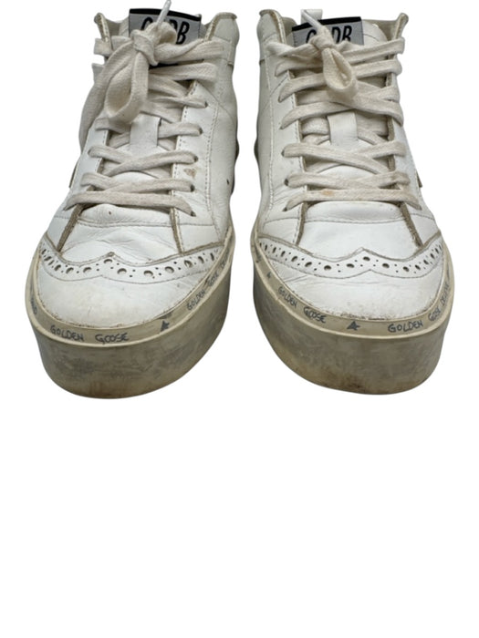 Golden Goose Shoe Size 37 White Leather Mid Top Wing Tip Platform Star Sneakers White / 37