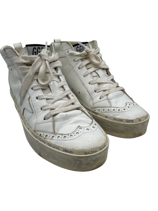 Golden Goose Shoe Size 37 White Leather Mid Top Wing Tip Platform Star Sneakers White / 37