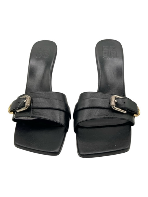 Givenchy Shoe Size 39.5 Black Leather Open Square Toe Mule Sandals Black / 39.5