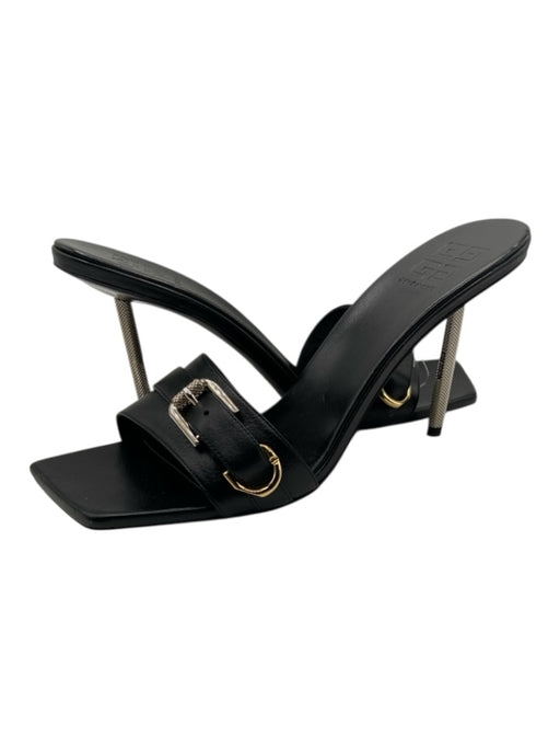 Givenchy Shoe Size 39.5 Black Leather Open Square Toe Mule Sandals Black / 39.5