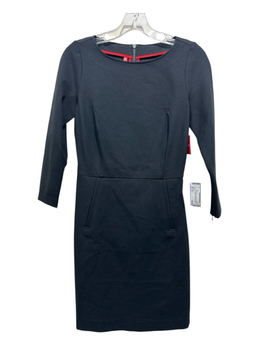 Spanx Size XS Black Rayon Blend 3/4 Sleeve Shift Dress Slit Pocket Dress Black / XS
