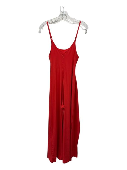 Athleta Size 0 Red Orange Polyester Blend Spaghetti Strap Wide Leg Jumpsuit Red Orange / 0