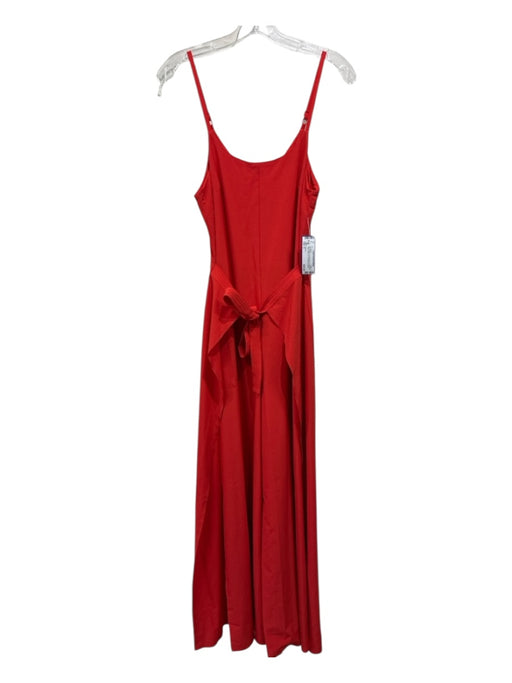 Athleta Size 0 Red Orange Polyester Blend Spaghetti Strap Wide Leg Jumpsuit Red Orange / 0