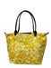Longchamp Brown & Yellow Canvas Shoulder Strap Petals Zip closure Tote Bag Brown & Yellow / Medium
