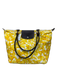 Longchamp Brown & Yellow Canvas Shoulder Strap Petals Zip closure Tote Bag Brown & Yellow / Medium
