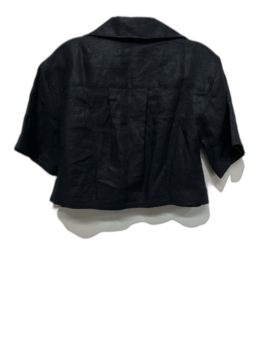 Banana Republic Size XS Black Linen Short Sleeve One Button Collar Short Set Black / XS