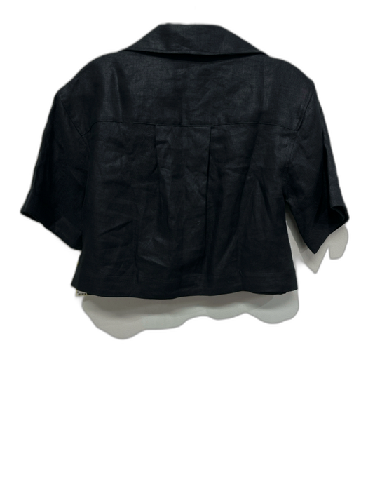 Banana Republic Size XS Black Linen Short Sleeve One Button Collar Short Set Black / XS