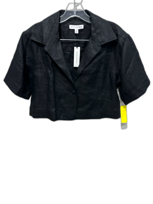 Banana Republic Size XS Black Linen Short Sleeve One Button Collar Short Set Black / XS