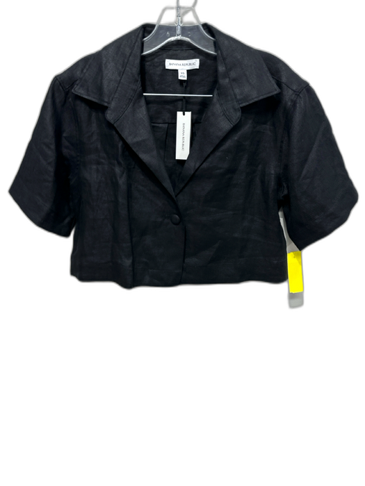 Banana Republic Size XS Black Linen Short Sleeve One Button Collar Short Set Black / XS