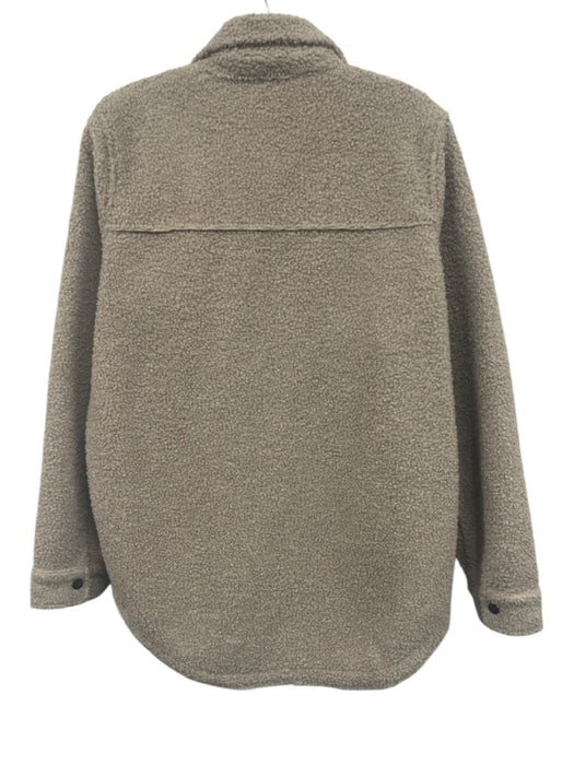 Vuori Size S Beige Brown Polyester Blend Boucle Snap Button Front Teddy Jacket Beige Brown / S