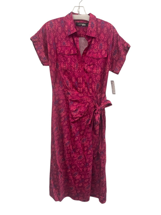 Lauren Ralph Lauren Size 2 Fuchsia Pink Cotton Blend Abstract Print Dress Fuchsia Pink / 2