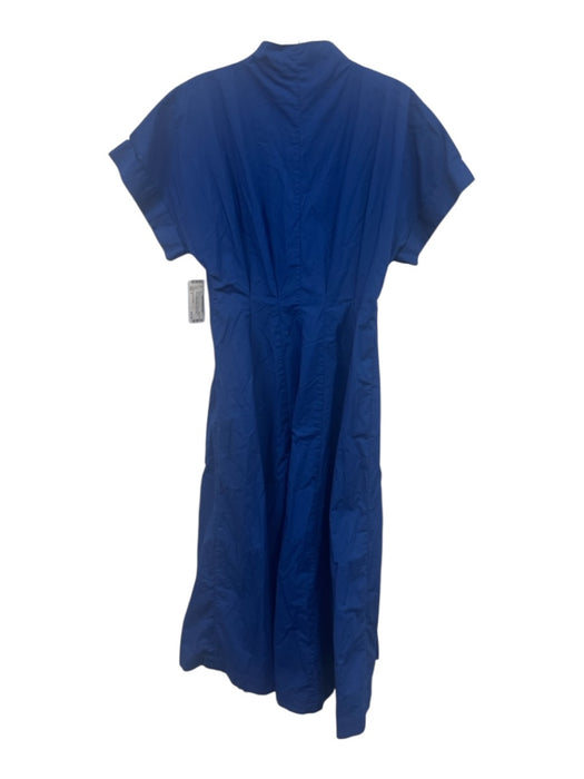 Banana Republic Size 2 Blue Cotton Short Cuff Sleeve Button Front V Neck Dress Blue / 2