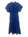 Banana Republic Size 2 Blue Cotton Short Cuff Sleeve Button Front V Neck Dress Blue / 2