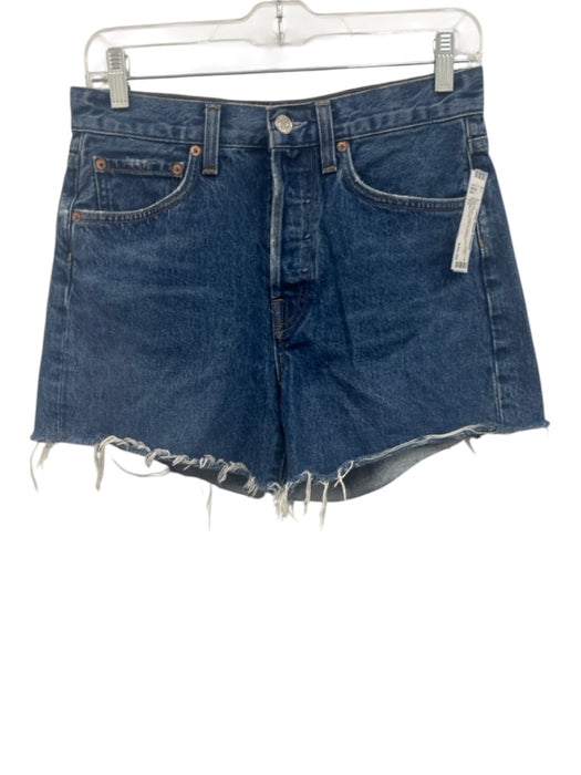 Agolde Size 25 Dark Wash Cotton Denim Raw Hem Button Fly Cutoff Shorts Dark Wash / 25