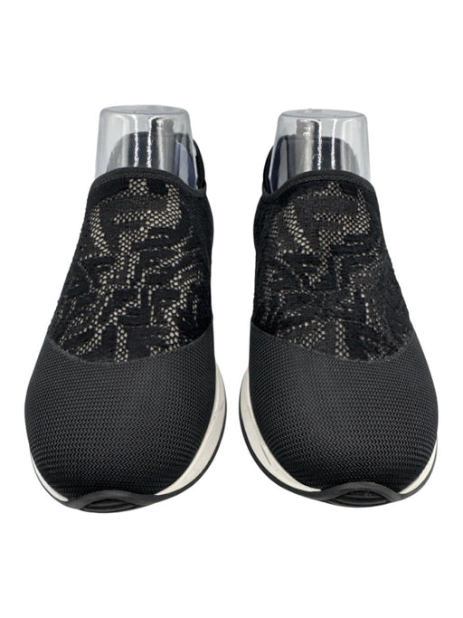 Fendi Shoe Size 38 Black textile upper Monogram Mesh Slip On Round Toe Sneakers Black / 38
