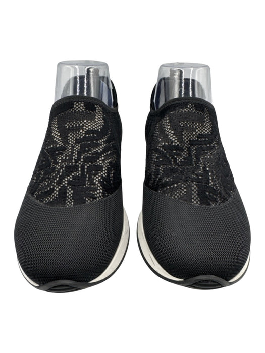Fendi Shoe Size 38 Black textile upper Monogram Mesh Slip On Round Toe Sneakers Black / 38