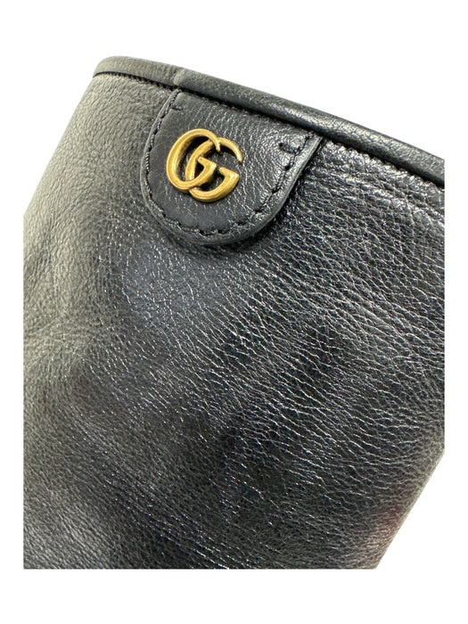 Gucci Shoe Size 7 Black & Gold Leather round toe Gold Hardware Logo Boots Black & Gold / 7