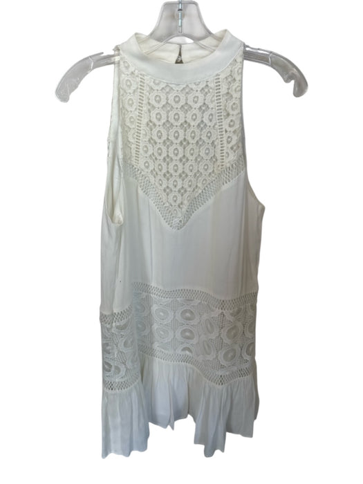Lovers + Friends Size S White Polyester Blend Eyelet Collar High Neck Dress White / S