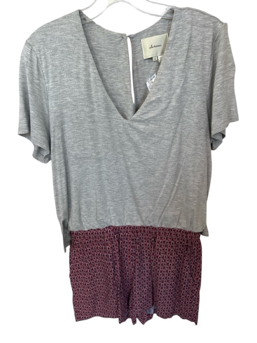 Elevenses Size S Gray & Orange Polyester Blend Geometric Colorblock Mini Romper Gray & Orange / S