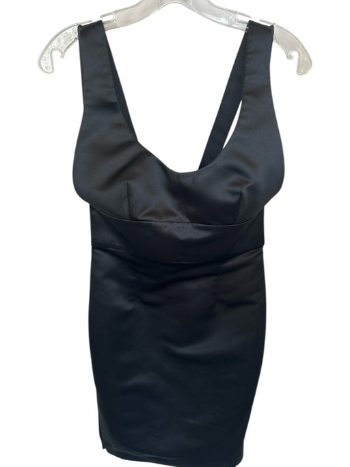 Milly Size 4 Black Polyester Strappy Back Zip Midi Scoop neck Dress Black / 4