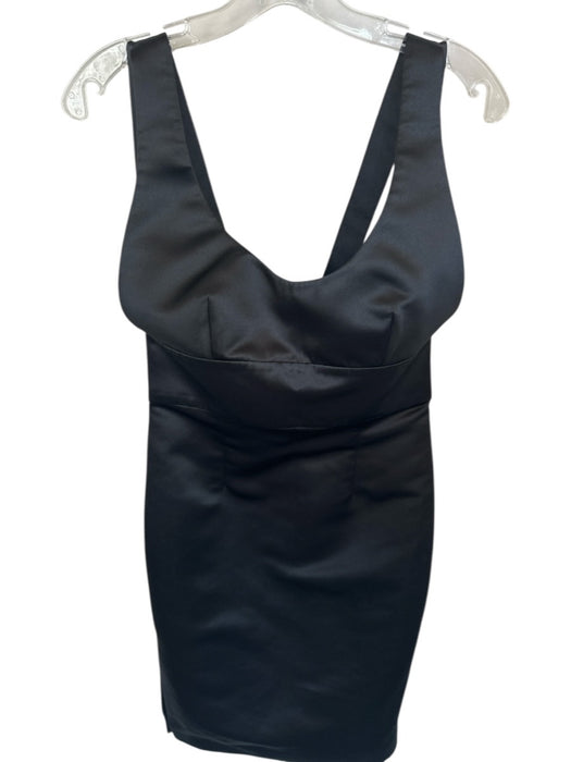 Milly Size 4 Black Polyester Strappy Back Zip Midi Scoop neck Dress Black / 4