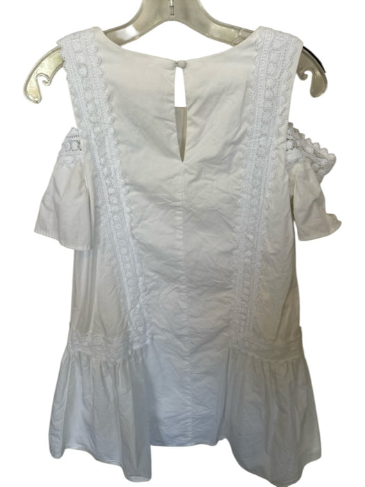 Moon River Size XS White Cotton Embroidered Lace Detail Sleeve Cut Out Dress White / XS