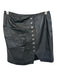 Retrofete Size XS Black & Silver Leather Snap Buttons Pleated Mini Skirt Black & Silver / XS