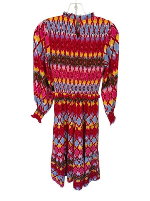 avara Size XS Multi Polyester Long Sleeve Diamond Shape Smocked Maxi Dress Multi / XS