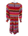 avara Size XS Multi Polyester Long Sleeve Diamond Shape Smocked Maxi Dress Multi / XS