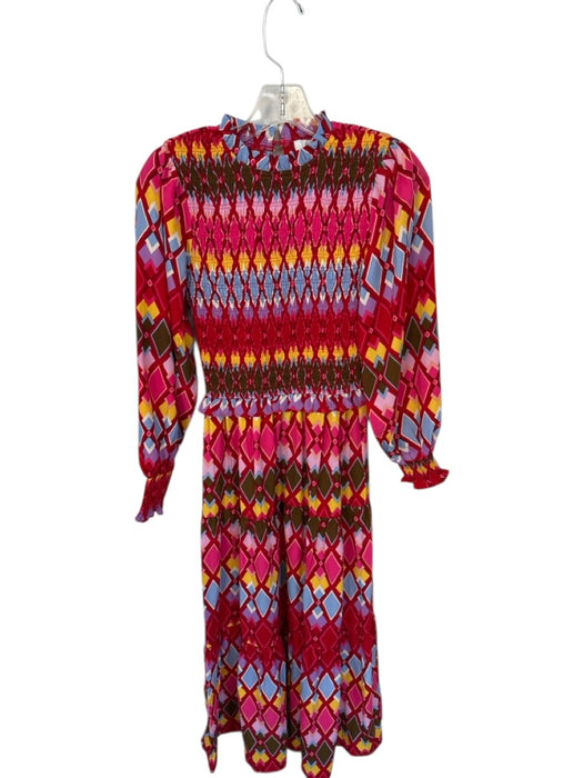 avara Size XS Multi Polyester Long Sleeve Diamond Shape Smocked Maxi Dress Multi / XS
