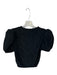 Alice & Olivia Size S Black Nylon Blend Short Balloon Sleeve Fuzzy Metallic Top Black / S