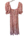 Misa Size XS Pink & Yellow Rayon & Cotton Short Balloon Sleeve Tie Dye Dress Pink & Yellow / XS