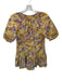 Marie Oliver Size XXS Yellow & Purple Cotton Short Sleeve Botanical V Neck Dress Yellow & Purple / XXS