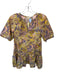 Marie Oliver Size XXS Yellow & Purple Cotton Short Sleeve Botanical V Neck Dress Yellow & Purple / XXS