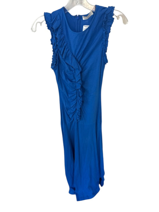 Ulla Johnson Size P Electric Blue Organic Cotton Sleeveless Ruffles Maxi Dress Electric Blue / P