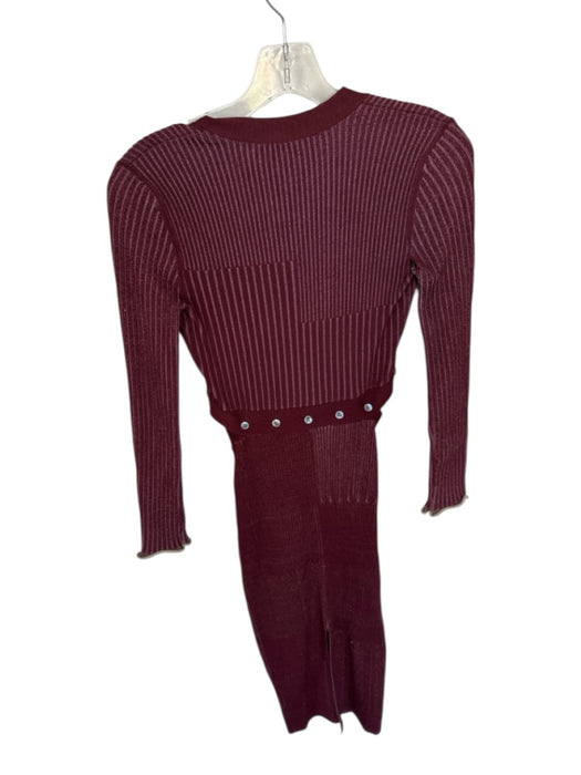 Jonathan Simkhai Size XS Maroon Rayon Blend Long Sleeve Ribbed Midi Dress Maroon / XS