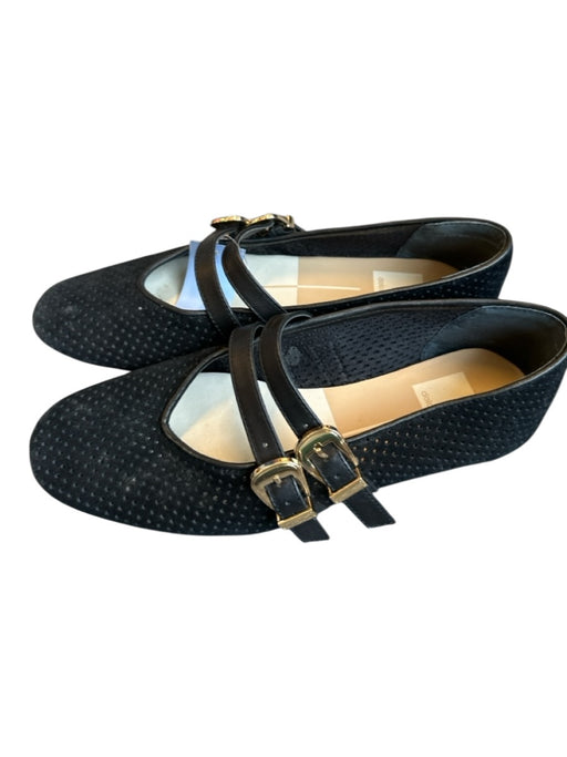 Dolce Vita Shoe Size 6.5 Black Suede Perforated Buckles GHW Mary Jane Flats Black / 6.5